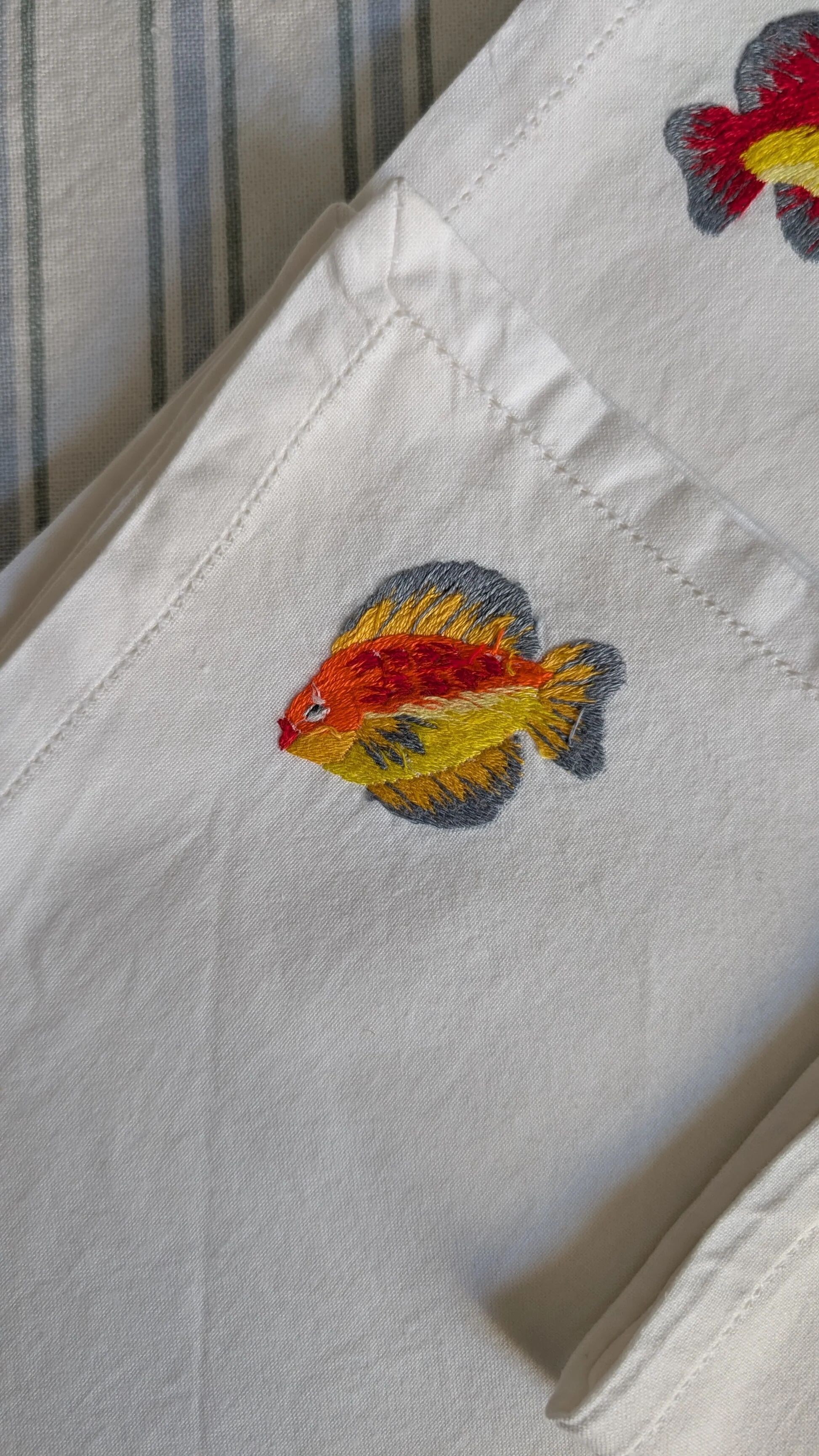 Ensemble de 6 serviettes brodées poissons