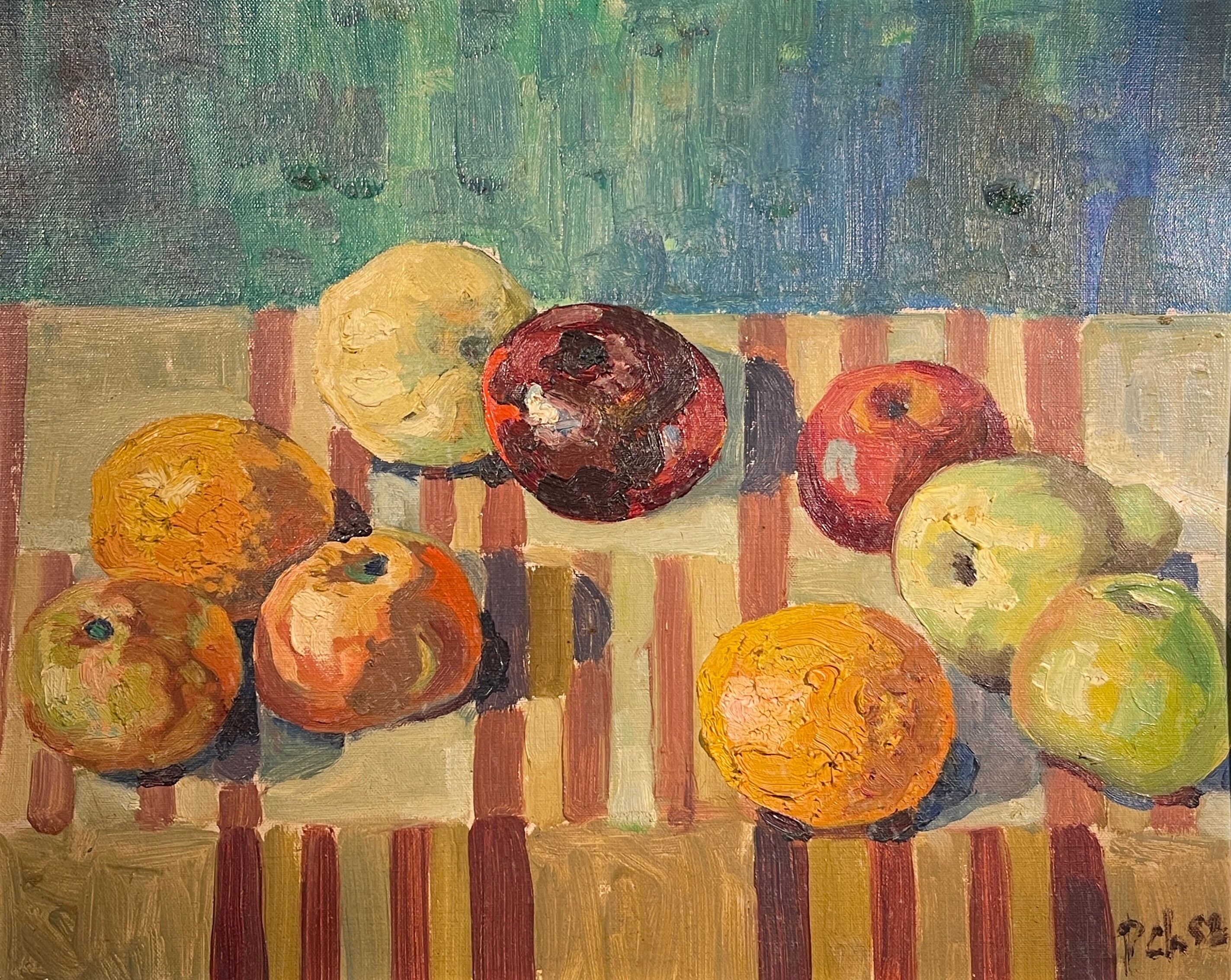 Tableau "Nature morte aux fruits" par Prosper Chalon, Huile sur Toile de 1952