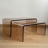 2 altuglas smoked nesting coffee table, 1970s