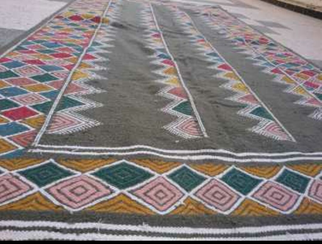 Green berber rug handmade 260x135cm