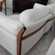Two-seater sofa in linen and solid oak