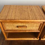 Pair of rattan bedside tables