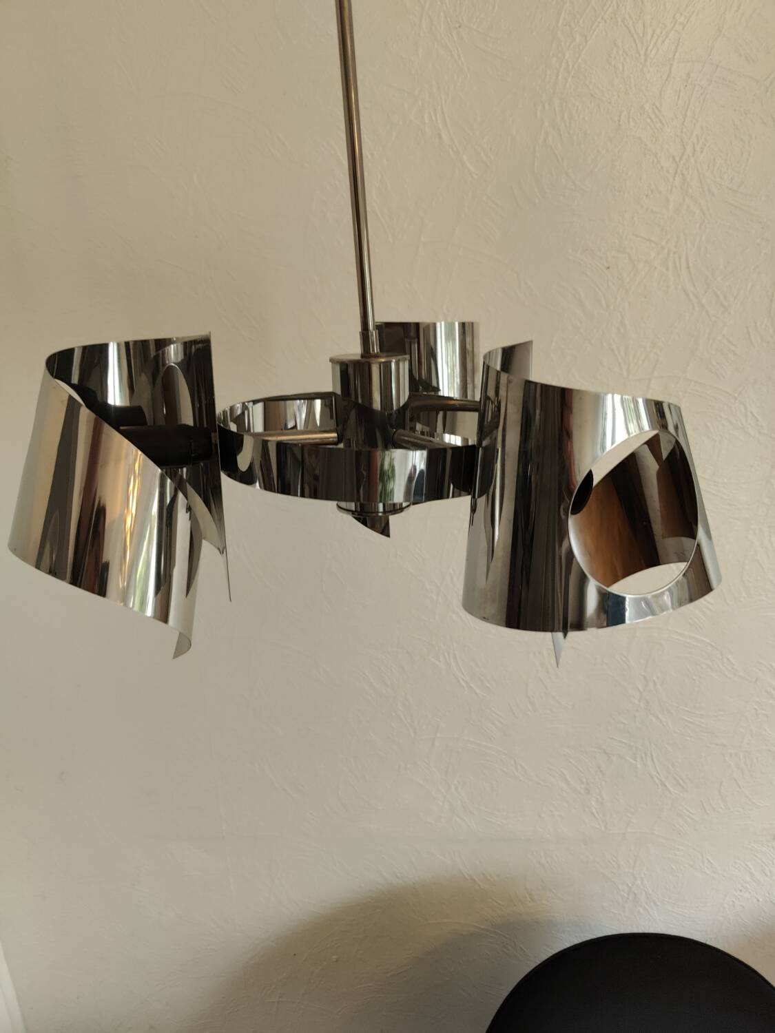 Space age chrome design chandelier suspension