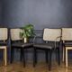 Black canning chair armrest velvet grey chic