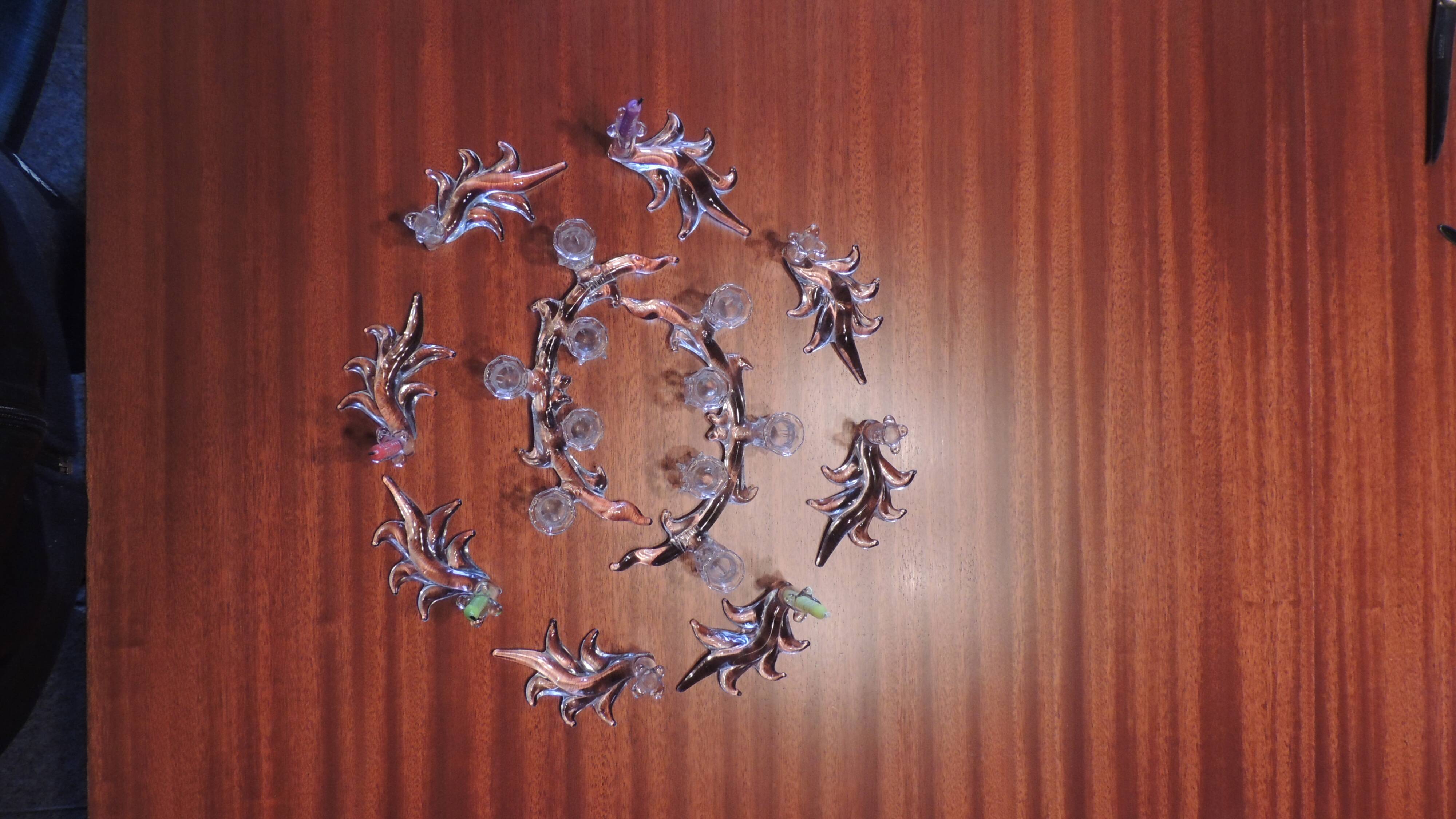 Glass table runner by A. Vialas – Vintage crystal centerpiece