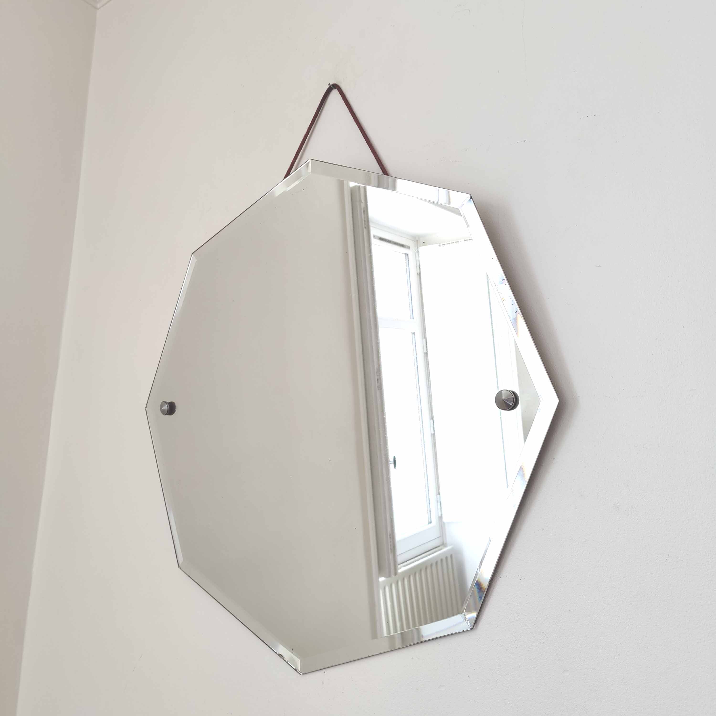 Octagonal mirror beveled Art Deco