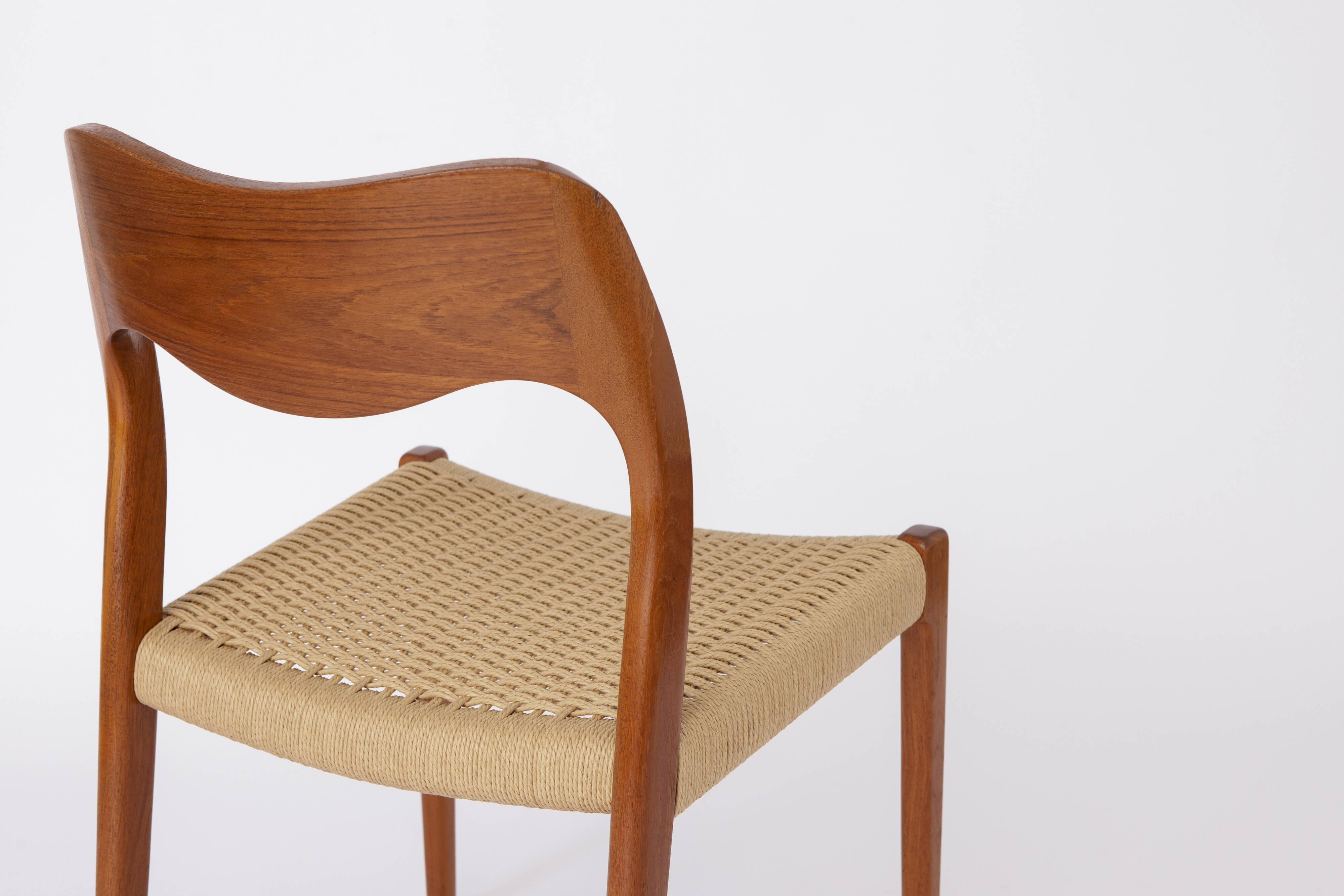 Niels Otto Møller Model 71 Chair (with repair) in Teak with New Danish Cord