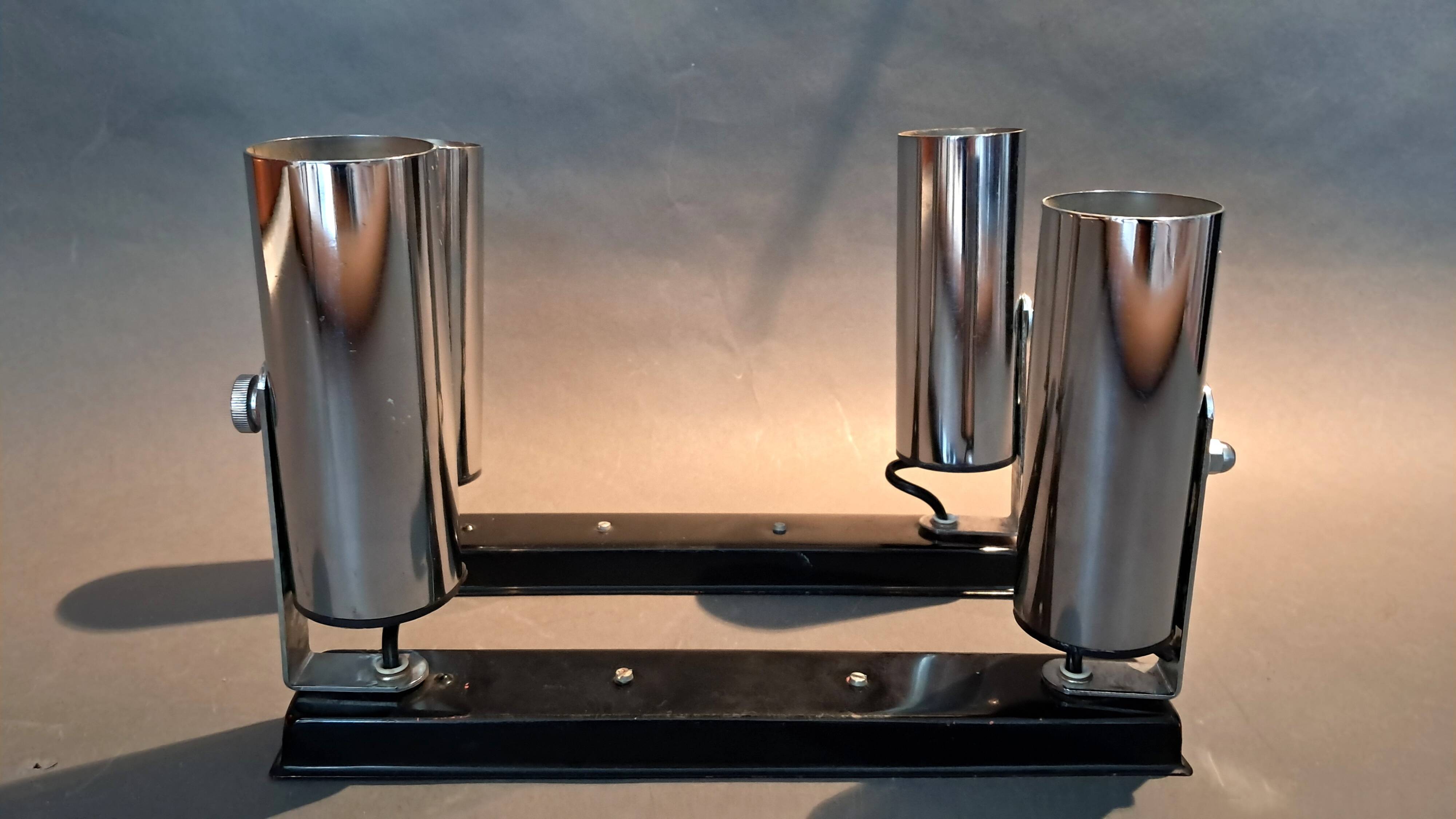 Pair of modernist chrome wall lights 1960.