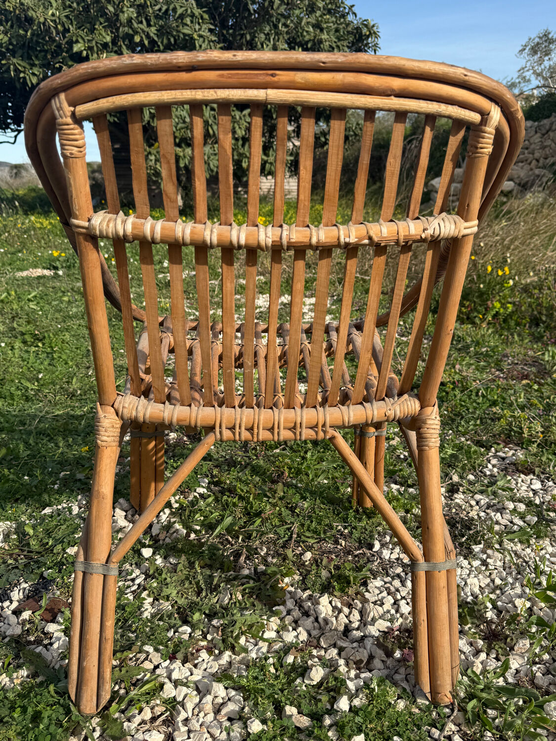 Set of 3 rattan armchairs from the 1960s, France.