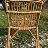 Set of 3 rattan armchairs from the 1960s, France.