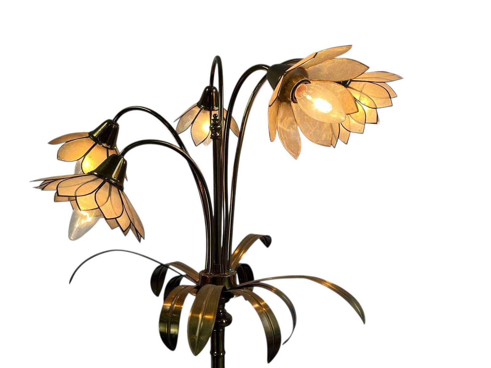 Lampadaire/lampadaire vintage en forme de lotus doré