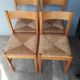 Set de 4 chaises estampillées design bois et paille epoque 1960/70