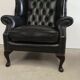 Fauteuil bergère chesterfield cuir noir