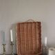 Large rectangular dark wicker tray with two vintage handles