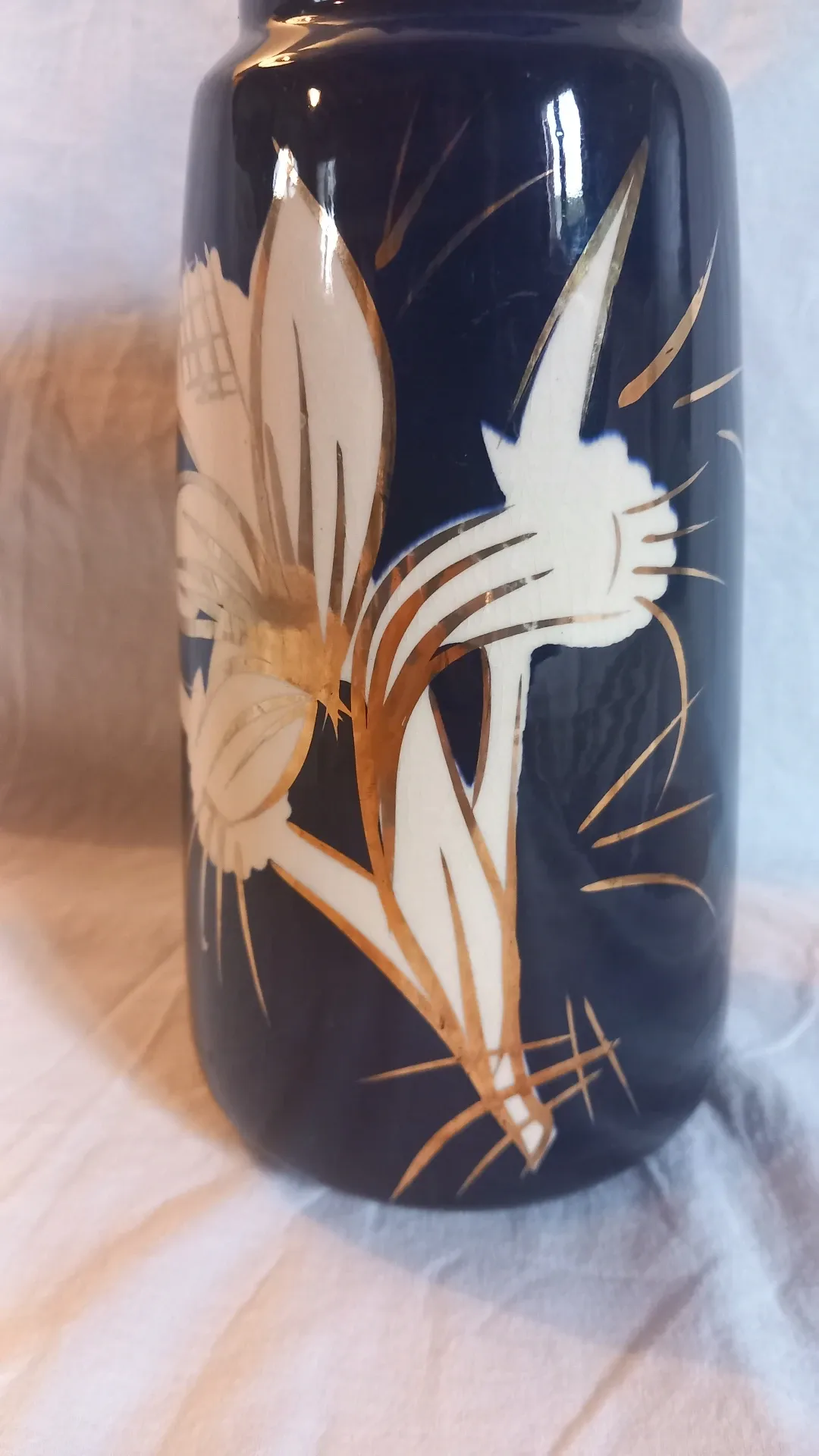 Vintage ceramic vase West Germany - Scheurich 638-20 cobalt blue