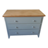 Re-enchanted chest of drawers in verdigris, wooden top protected by varnish. 3 t furniture