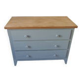 Re-enchanted chest of drawers in verdigris, wooden top protected by varnish. 3 t furniture