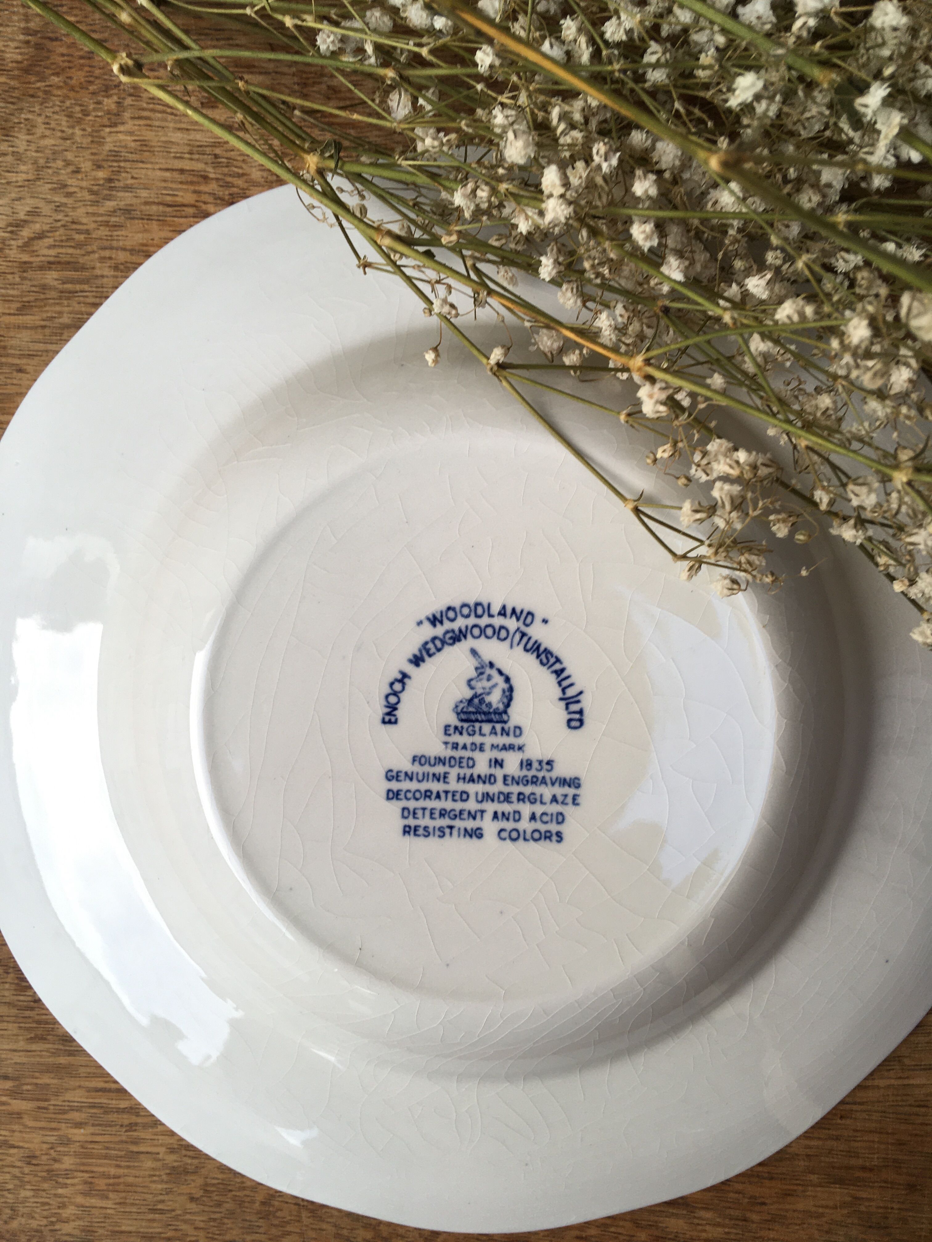 Service 6 hollow plates Enoch Wedgwood model Woodland