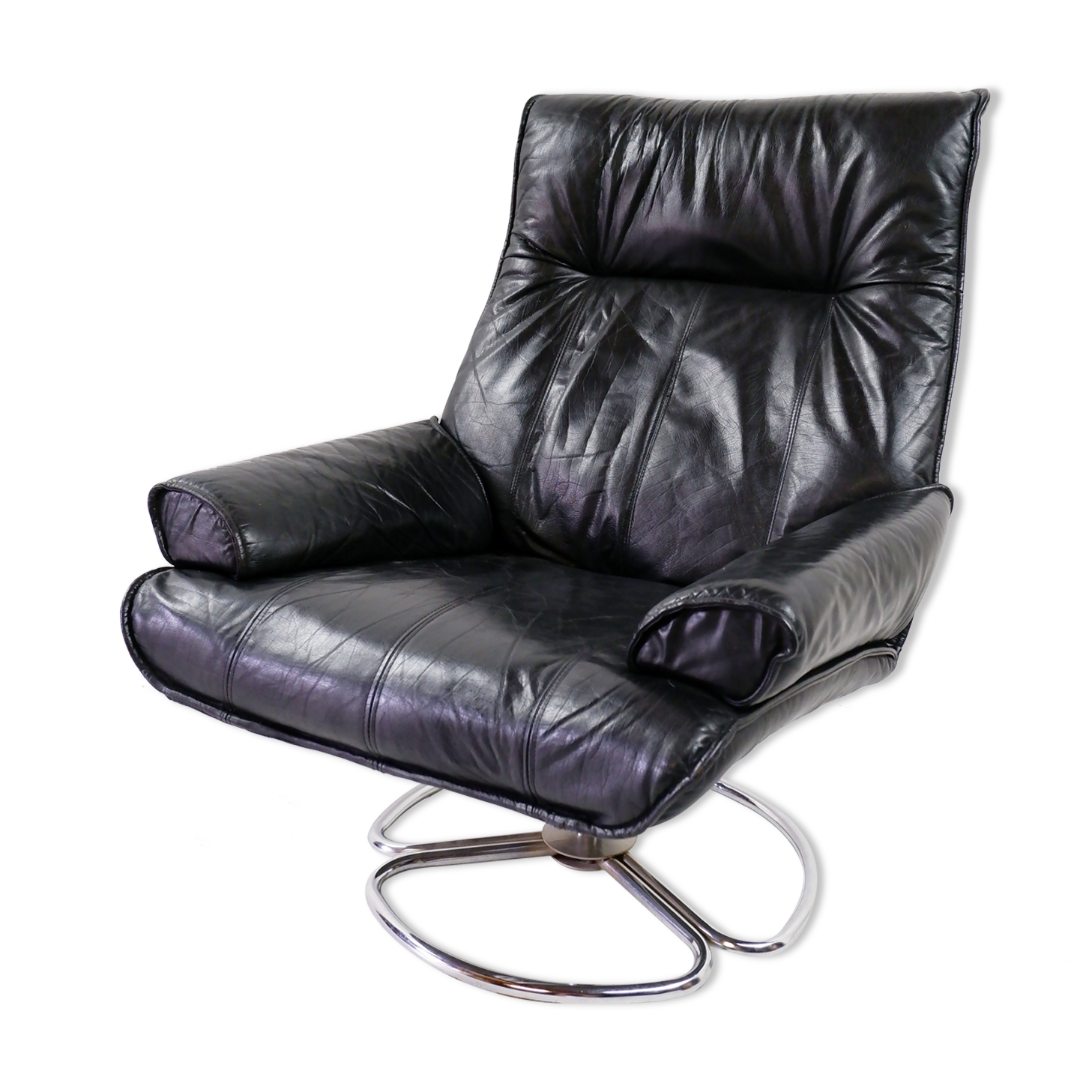 Leather swivel chair, 1970s