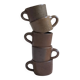 Set of 5 brown stoneware cups