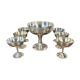 6 dessert cups in silver metal and assorted cut