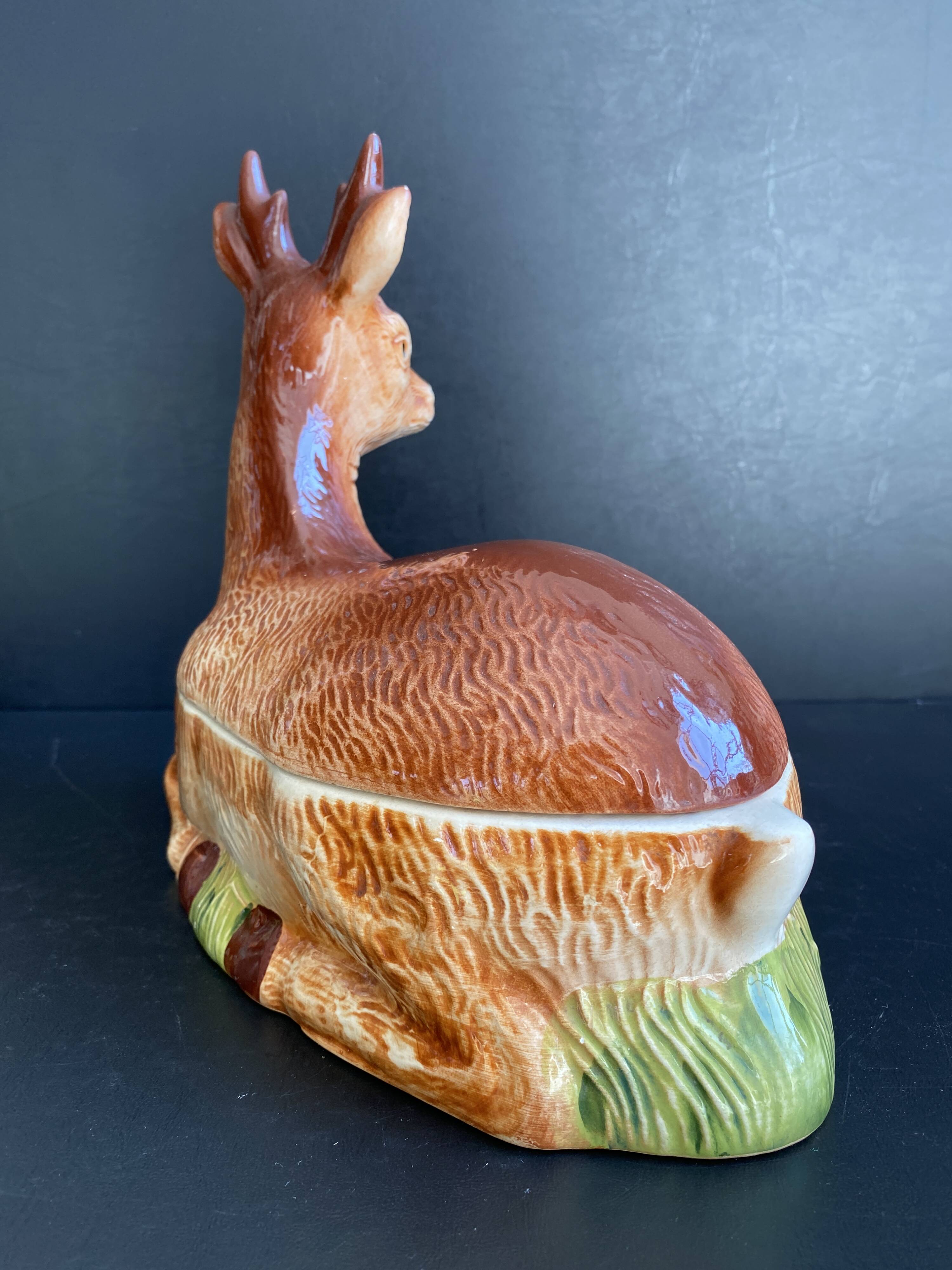 Vintage terrine in earthenware by Michel Caugant - Roe Deer / Stag shape