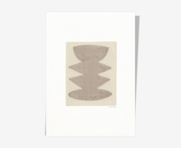 Peinture sur papier illustration abstraite datée et signée Eawy sans cadre