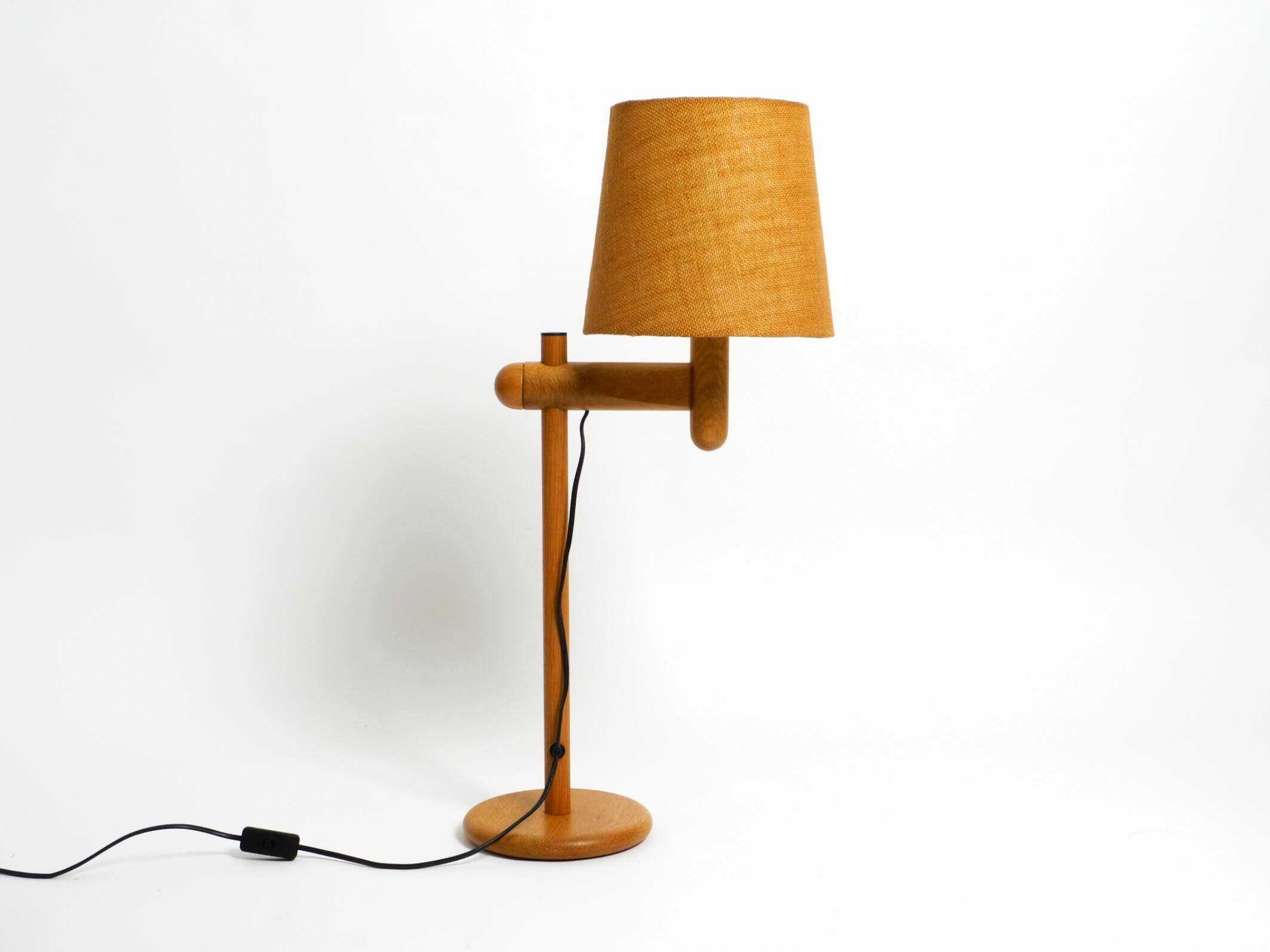 1960s Temde table lamp made of oak wood and with height-adjustable shade