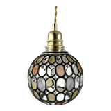 Multicolored faceted globe pendant light