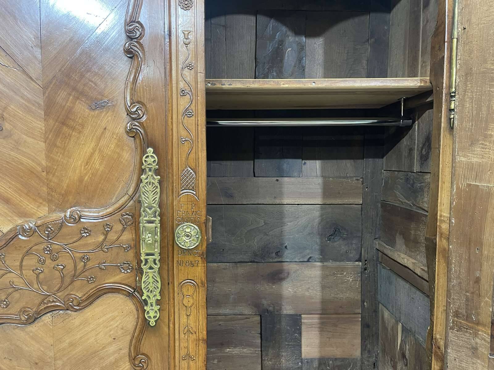 Wedding armoire from Rennes dated 1857 and signed François fils Denot.