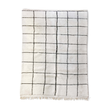 Moroccan Berber carpet blessed ouarain ecru with black checkers 315x202cm