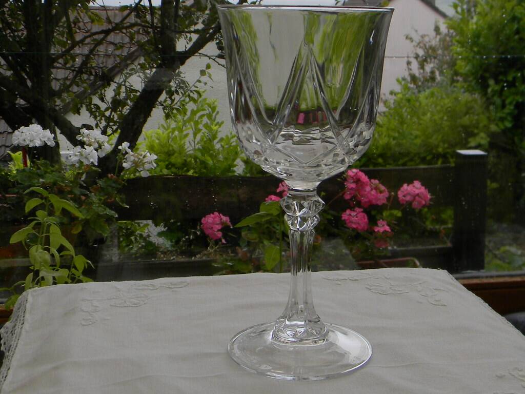 Set of 6 Arques crystal water glasses. Auteuil model.
