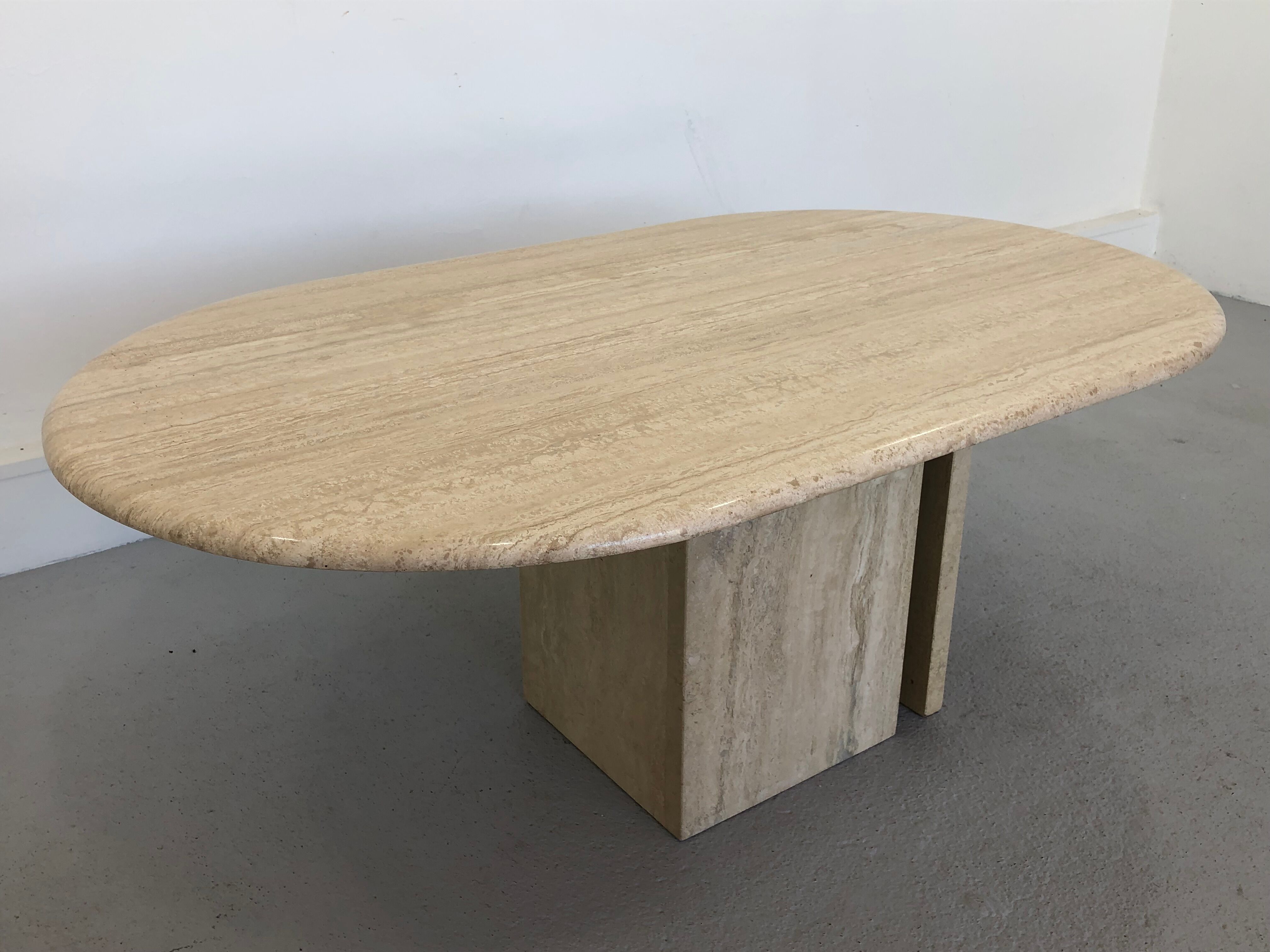 French Coffee Table in Travertine and Marble, 1960s