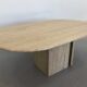 French Coffee Table in Travertine and Marble, 1960s