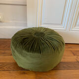 Olive green velvet pouf
