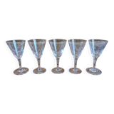 Set de 5 verres à pied en cristal forme conique ciselé vintage