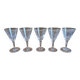 Set de 5 verres à pied en cristal forme conique ciselé vintage