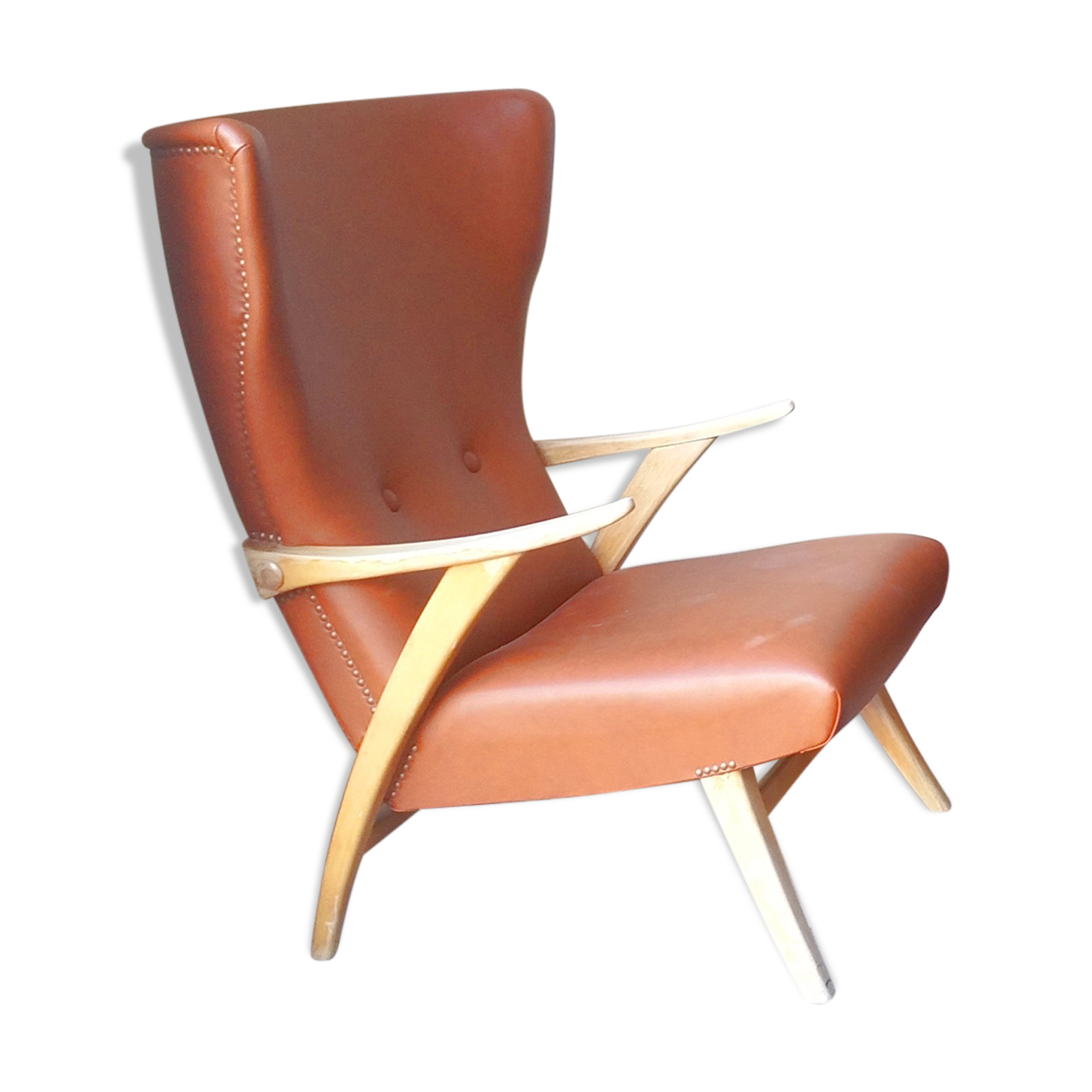 Chair high Scandinavian wing chair leatherette