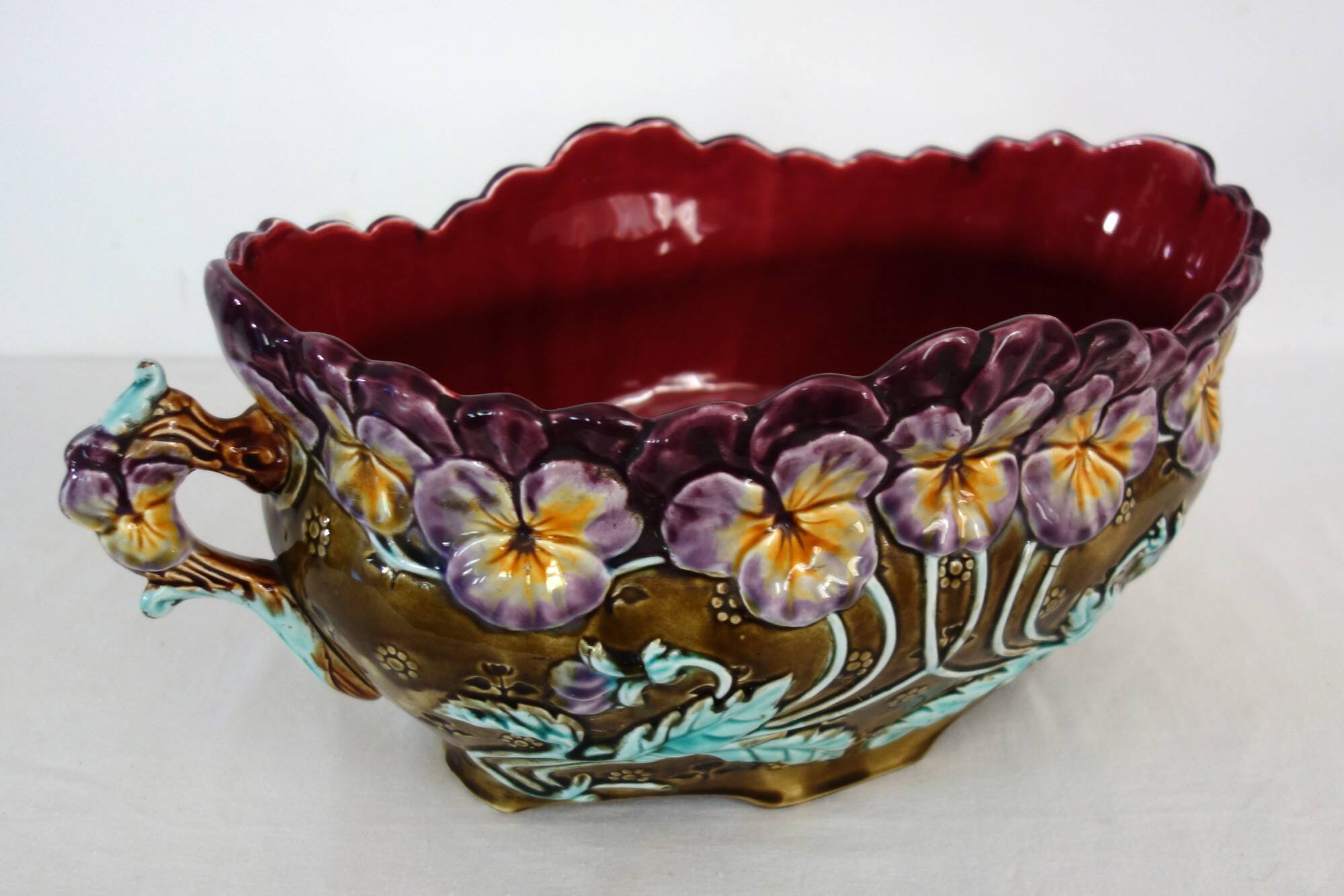 Large planter cache pot borbotine Onnaing art nouveau