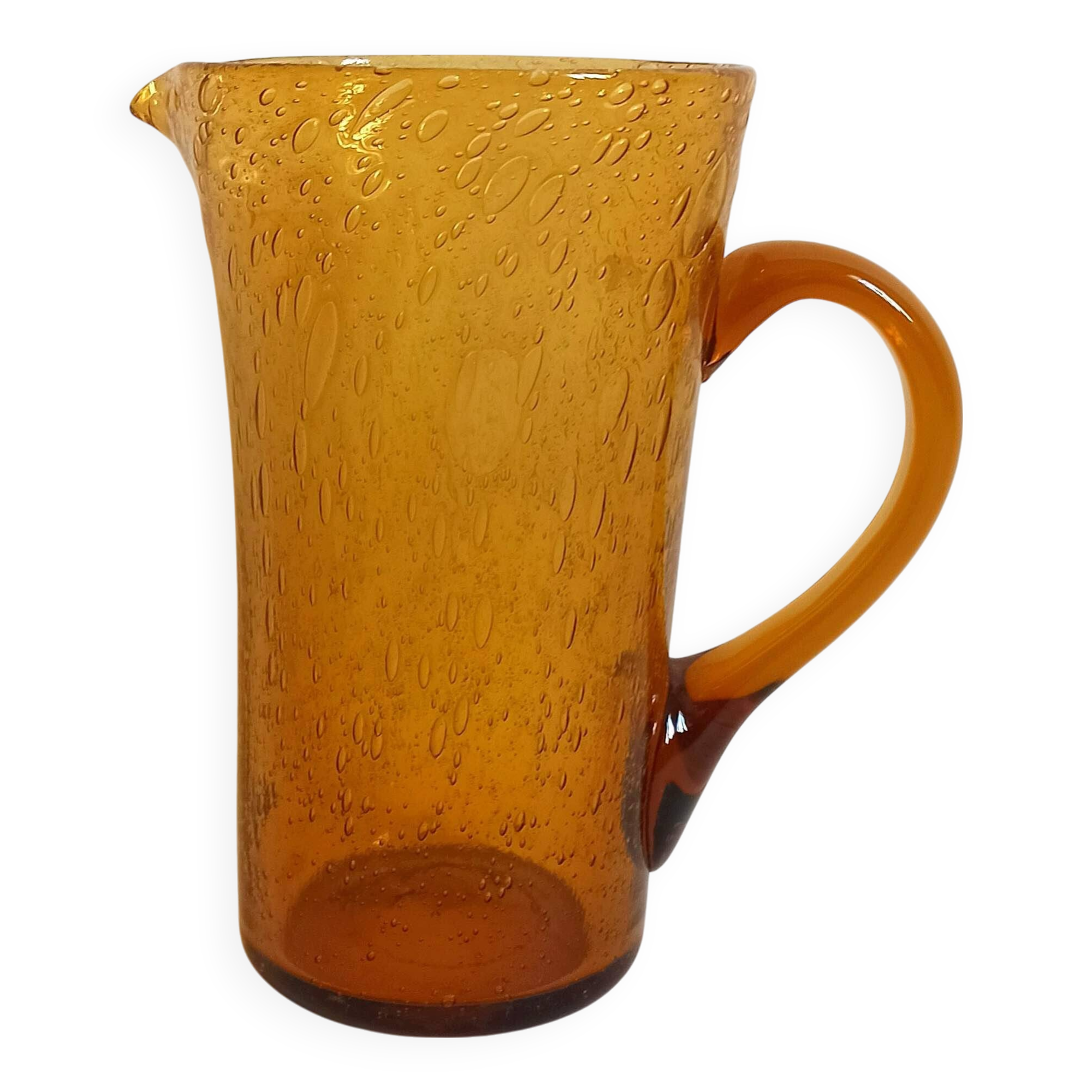 Biot carafe, amber glass, 1970s, height 21 cm