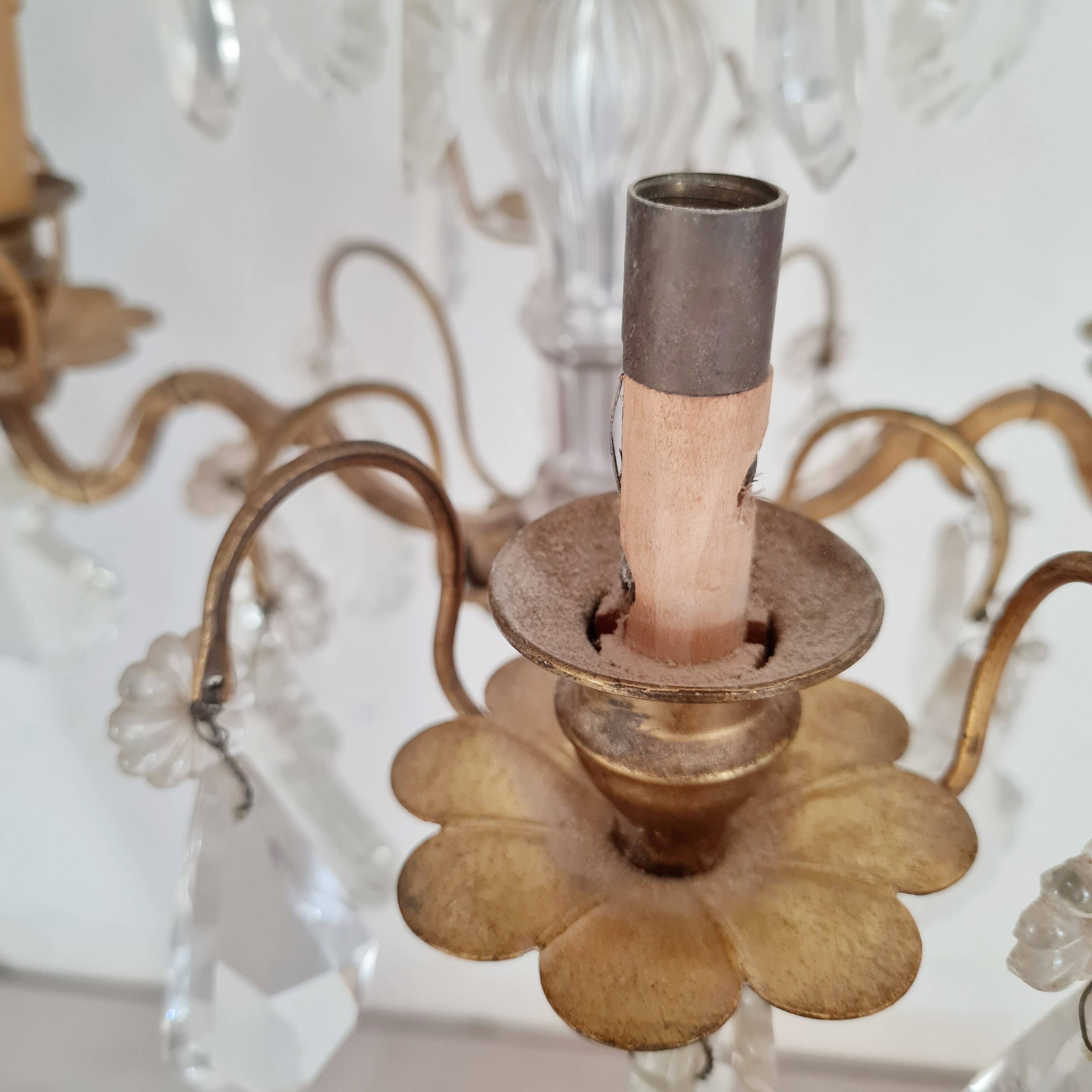 Chandelier with glass flower pendants from the beginning of the last century
