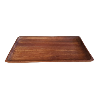 Plateau rectangulaire en bois exotique 1950