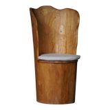 Fauteuil Brutaliste en Tronc en Pin Massif & Bouclé, Moderne du Milieu du Siècle Suédois, Années 1970