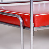 Fully restored red bauhaus sofa, high-quality leather, tubular chrome, 1930s