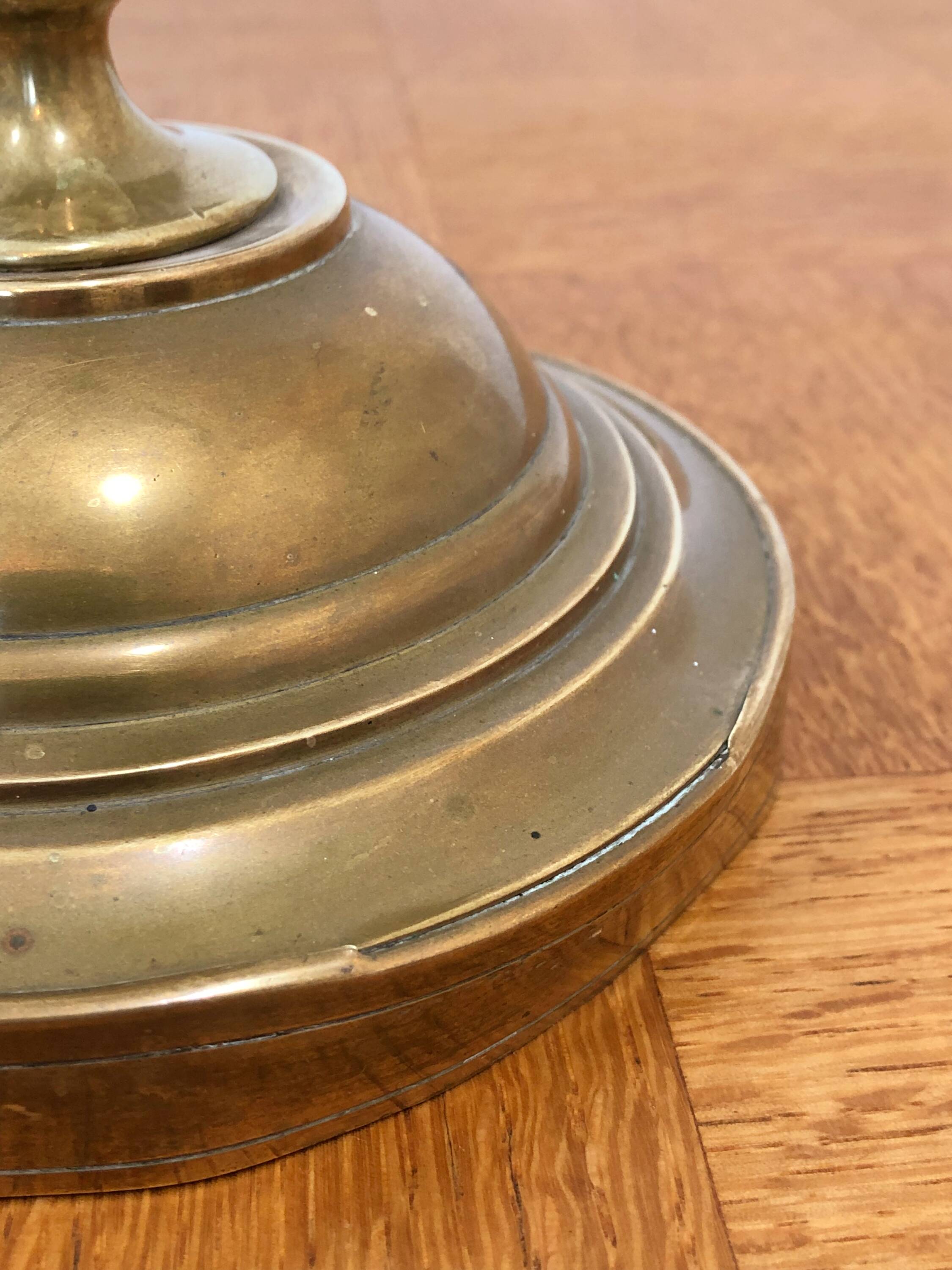 Patinated brass desk lamp, 19th century