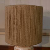 Ceramic lamp with linen shade, 1950s - 1960s