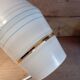 Mid century art deco pendant light fixture, gold striped glass, azure blue