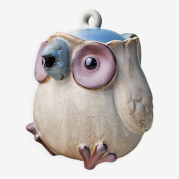 Terracotta owl-shaped teapot by vintage Ibuki Japan