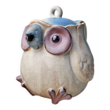 Terracotta owl-shaped teapot by vintage Ibuki Japan