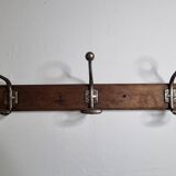 School wall coat rack, old, 3 hooks, 80 cm